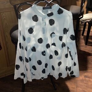 Gracia White Blouse with Black Polka Dots
